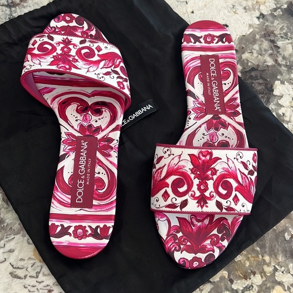 DOLCE & GABBANA PRINTED CANCAS SLIDES SIZE 38.5 - Picture 7 of 17